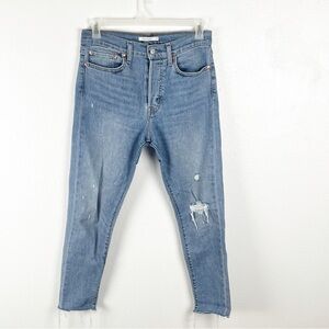 LEVI’S Light Wash High Rise Ripped Button Fly Wedgie Skinny Jeans, Size 30